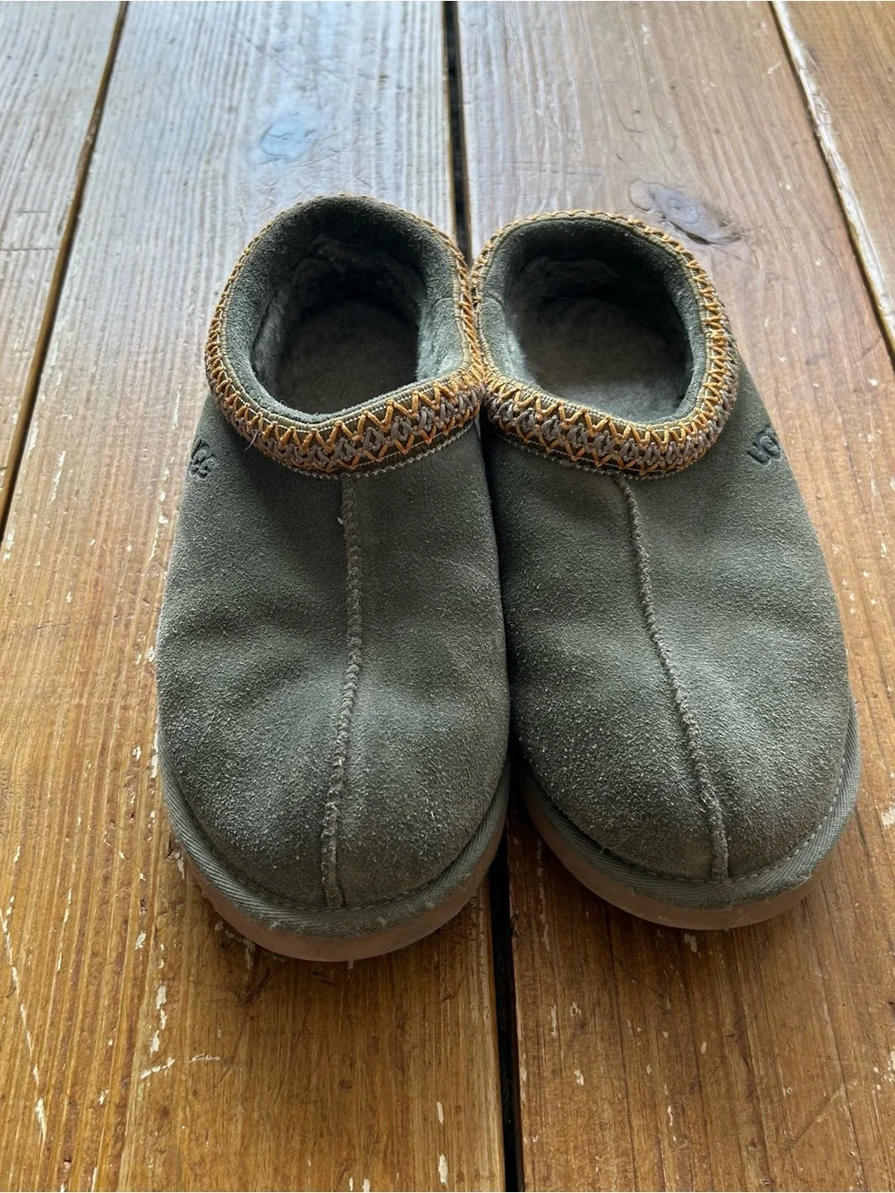 UGG Men’s Olive Green Suede Slip-On Loafers